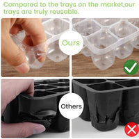 12-Cell Plastic Seedling Tray Kit with Humidity Dome - 3 Pack Seed Starter Trays for Succulents and Cuttings