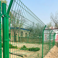 Double Wire Fence Panel for Garden and Farmland Enclosure, Green Bent Double Wire Mesh Fencing
