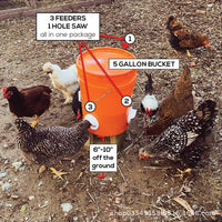 Automatic Gravity Chicken Feeder Poultry Feeder DIY Kit with Bucket for Chickens Ducks Geese