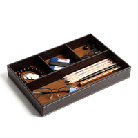 Leather Valet Tray Key Coin Storage Desk Organizer for Office Supplies Stationery