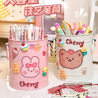 Vintage Iron Art Pen Holder Desktop Organizer for Office and Kids, Large Capacity Stationery Storage Box