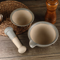 Japanese Ceramic Grinding Bowl Baby Food Masher Rice Paste Bowl with Grinding Rod Manual Home Use Grinding Tableware
