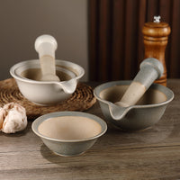 Japanese Ceramic Grinding Bowl Baby Food Masher Rice Paste Bowl with Grinding Rod Manual Home Use Grinding Tableware