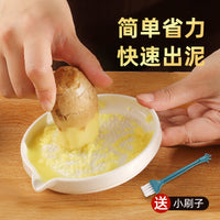 Ceramic Ginger Grater Garlic Mud Grinder Fruit Puree Baby Food Kitchen Tool with Cleaning Brush