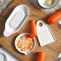 Ceramic Ginger Grater Garlic Mud Grinder Fruit Puree Baby Food Kitchen Tool with Cleaning Brush