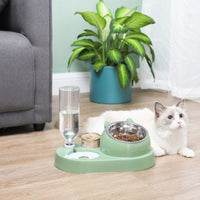 Automatic Pet Feeder with Ceramic Bowls for Cats and Dogs - Water Dispenser and Food Bowl Set