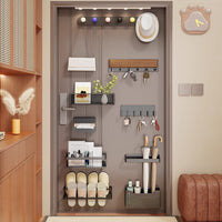 Magnetic Storage Rack Wall Mounted Entryway Organizer Key Holder Slipper Umbrella Stand Set