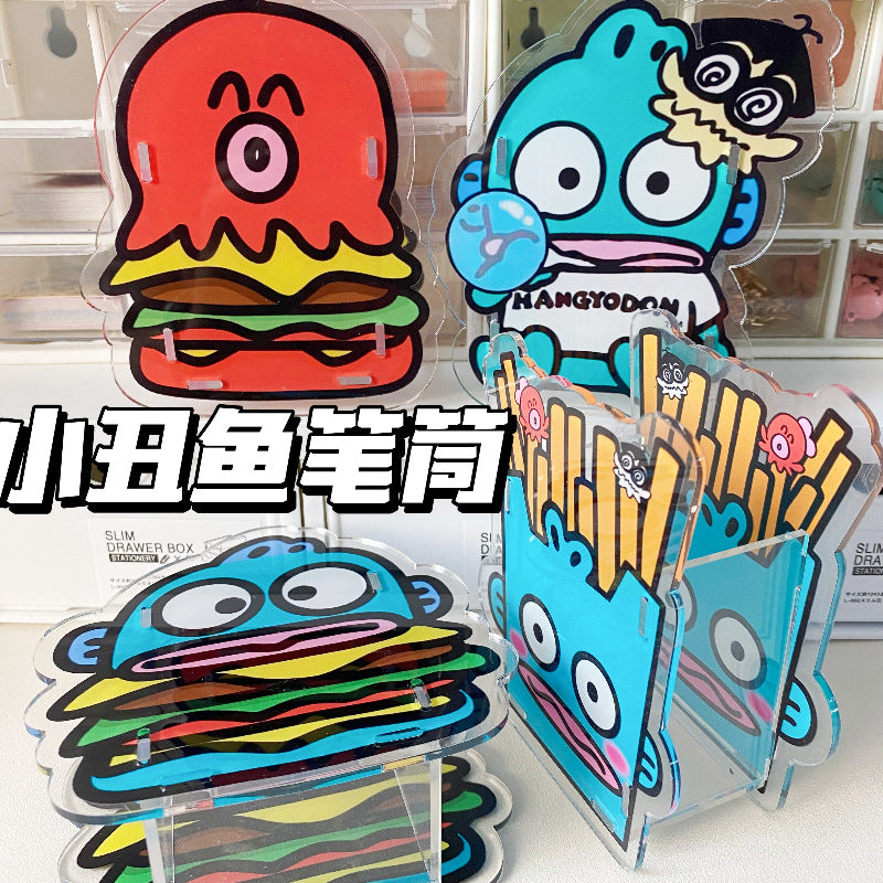 三丽鸥小丑鱼笔筒亚克力桌面学习收纳桶化妆刷筒创意可爱卡通摆件