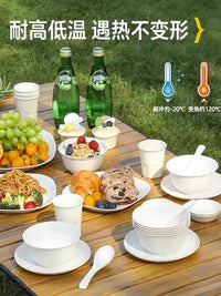 Outdoor Camping Picnic Tableware Set - Food Grade Portable Utensils, Bowls, Plates for Hiking and Backpacking