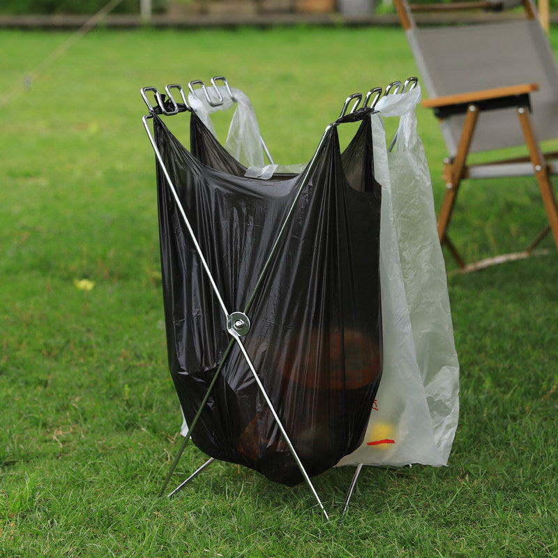 Outdoor Portable Folding Trash Bag Holder for Kitchen Picnic BBQ, Household Garbage Bag Stand