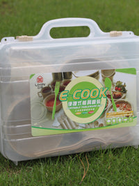 Portable 24-Piece Outdoor Camping Dinnerware Set for Four, Eco-Friendly Picnic Bag with Plates and Cutlery