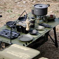 Awada Outdoor Non-Stick Frying Pan Cookware Set for Camping, Picnics, and Travel - Portable Tableware Kit