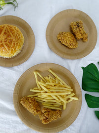 Kraft Paper Disposable Dinnerware Set for Camping, BBQ, and Picnics - Portable Plates and Cups