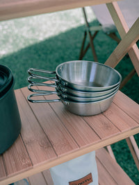 Outdoor Sierra Bowl Storage Bag Picnic Camping Tableware Gear 304 Stainless Steel Sierra Cup Set Portable