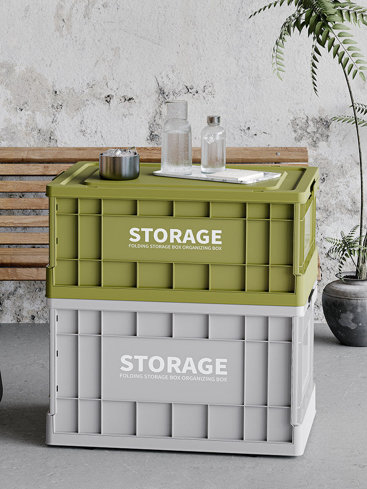 Industrial Style Foldable Storage Box with Wheels for Home Clothes Organization and Outdoor Camping