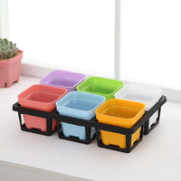 Thickened Large Black Square 6-Hole Solid Tray Self-Watering Plastic Flower Pot Organizer Moving Pallet