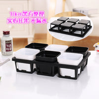 Thickened Large Black Square 6-Hole Solid Tray Self-Watering Plastic Flower Pot Organizer Moving Pallet