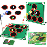 Golf Game Mat with Stand, Indoor Outdoor Sports Practice Target for Family Interactive Games