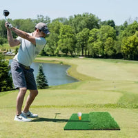 Golf Hitting Mat with Long & Short Grass, Portable Driving Range Practice Mat for Outdoor Golf Swing Training