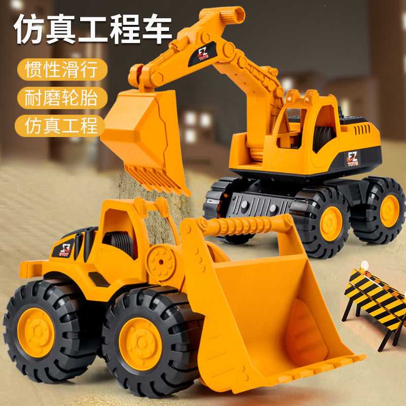 Large Inertial Excavator Engineering Vehicle Toy for Kids, Thickened and Drop-Resistant Beach Digger Shovel Truck