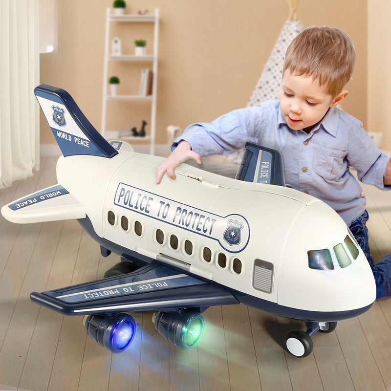 Extra Large Deformable Airplane Toy Simulation Passenger Plane Storage Model Music Track Inertial Kids Toy Car Set