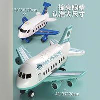 Extra Large Deformable Airplane Toy Simulation Passenger Plane Storage Model Music Track Inertial Kids Toy Car Set