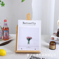 Adjustable Bamboo Cookbook Stand for Kitchen - Foldable Portable Recipe Book Holder for Reading