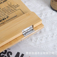 Adjustable Bamboo Cookbook Stand for Kitchen - Foldable Portable Recipe Book Holder for Reading