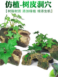 Aquarium Landscaping Resin Hiding Cave Simulation Bark Hole for Fish Shrimp Reptiles Hermit Crabs