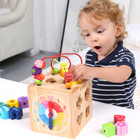 Wooden Activity Cube 8-in-1 Montessori Toy for 1 Year Old Birthday Gift, Baby Toy Set
