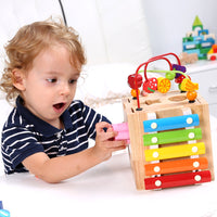 Wooden Activity Cube 8-in-1 Montessori Toy for 1 Year Old Birthday Gift, Baby Toy Set
