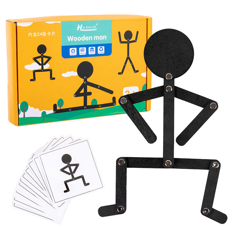 Educational Wooden Poseable Figure Toy for Early Learning and Creative Enlightenment for Children 2-6 Years Old