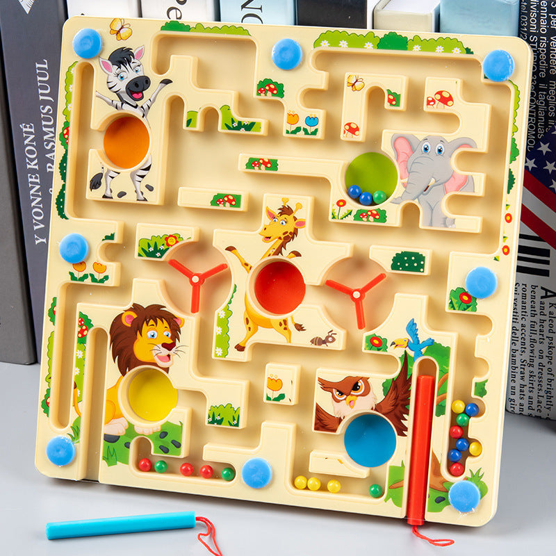 Magnetic Maze Board Game for Kids, Focus Training Labyrinth Toy with Rolling Beads, Educational Thinking Puzzle for Early Childhood
