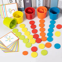 Montessori Wooden Color and Shape Sorting Cups for Toddlers - Educational Matching and Cognitive Training Toy