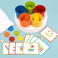 Montessori Wooden Color and Shape Sorting Cups for Toddlers - Educational Matching and Cognitive Training Toy