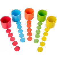 Montessori Wooden Color and Shape Sorting Cups for Toddlers - Educational Matching and Cognitive Training Toy