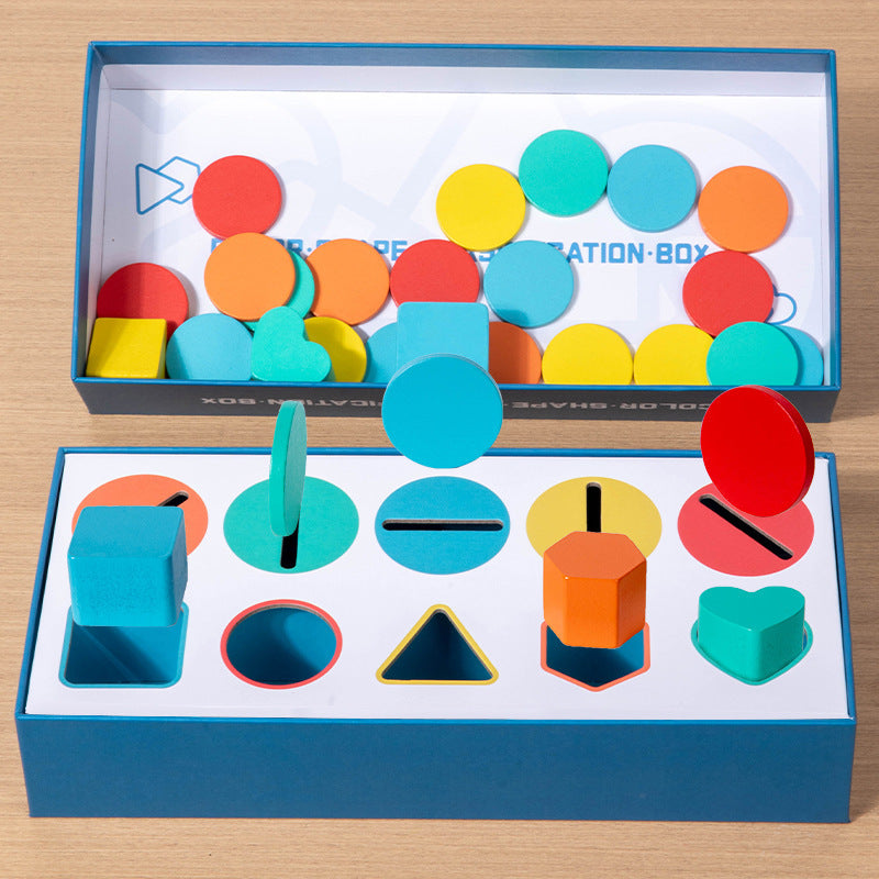 Wooden Sorting Toy for Toddlers - Shape Recognition & Color Classification Early Learning