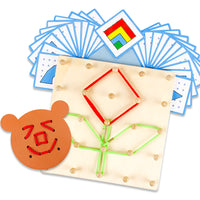 Montessori Geometric Pegboard Early Education Toy for Kids, Preschool Educational Math Wooden Pegboard
