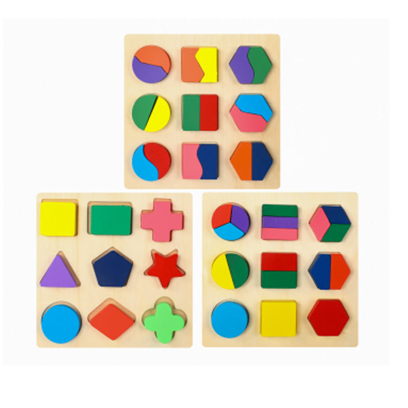 Montessori Geometric Shape Puzzle Board Wooden Educational Toy for Kids - Cognitive Learning and Birthday Gift