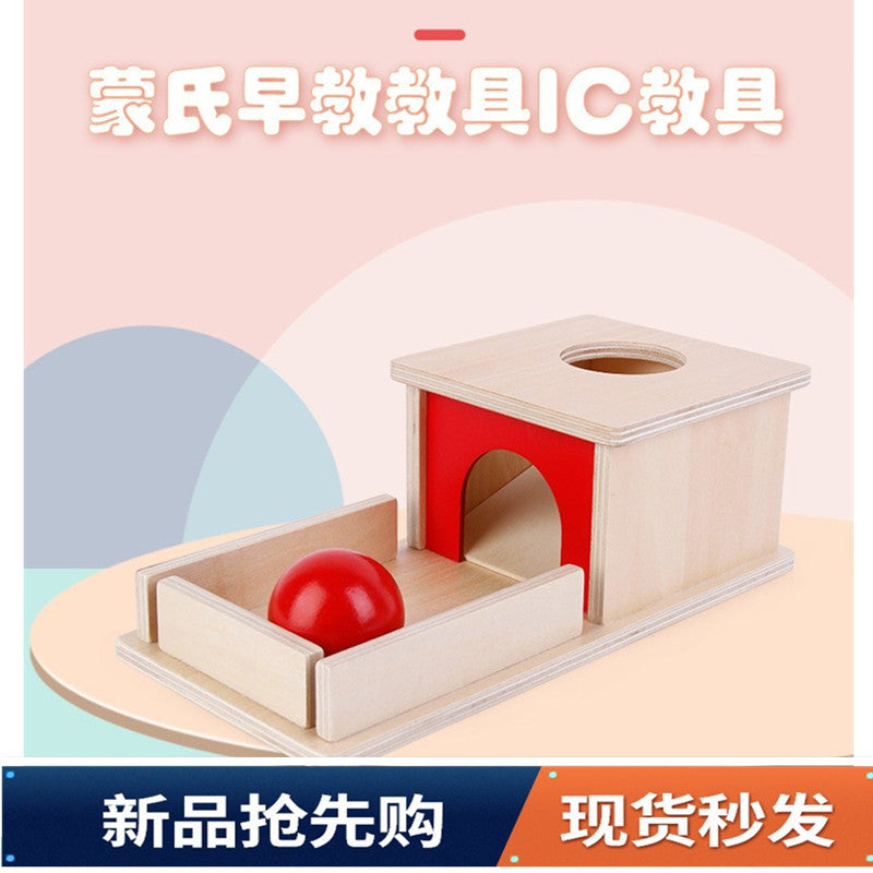 Montessori Toddler Early Education Ball Drop Coin Box Drawer Game Permanent Object Box Textile Drum 1-3 Years Old Educational Toy