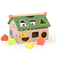Wooden Kids Geometric Shape Sorting House Toy - Educational Intelligence Box for Babies and Toddlers