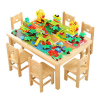 Kids Building Block Table Compatible with Lego Wooden Game Table Baby Educational Toy Multifunctional Learning Desk Early Education Station