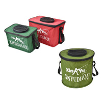 Portable Folding Fishing Bucket with Lid Live Fish Tank Canvas Fish Container for Outdoor Fishing