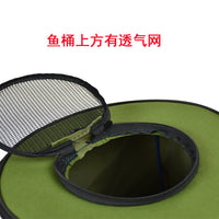 Portable Folding Fishing Bucket with Lid Live Fish Tank Canvas Fish Container for Outdoor Fishing