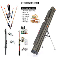 Fishing Rod Bag Double Layer Hard Shell Large Capacity with Stand Side Pocket for Sea Rods