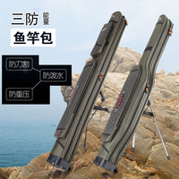 Fishing Rod Bag Double Layer Hard Shell Large Capacity with Stand Side Pocket for Sea Rods