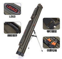 Fishing Rod Bag Double Layer Hard Shell Large Capacity with Stand Side Pocket for Sea Rods