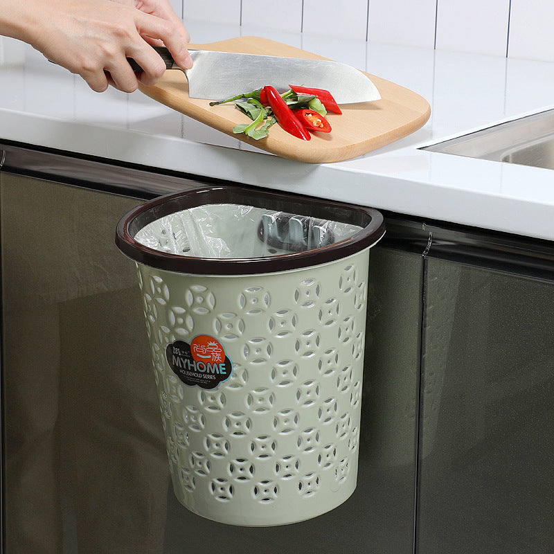 Wall-Mounted Half-Round Trash Can with Pressure Ring, Hollow Design, for Office, Kitchen, Fruit & Vegetable Storage
