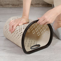 Wall-Mounted Half-Round Trash Can with Pressure Ring, Hollow Design, for Office, Kitchen, Fruit & Vegetable Storage