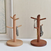 Solid Wood Mug Holder Rack Kitchen Cup Storage Organizer Display Stand for Mugs, Keys, and Jewelry